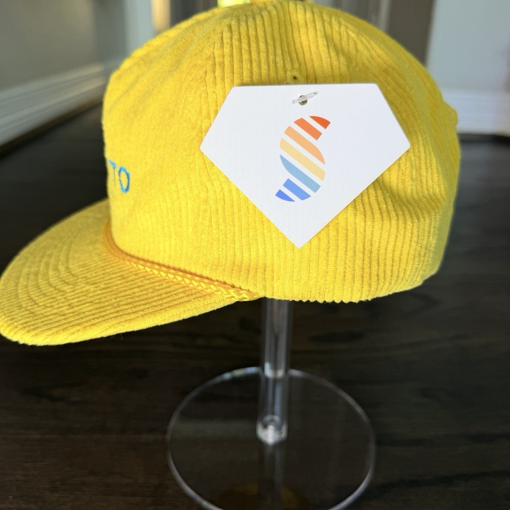 Neon Yellow Blue Corduroy Rope Snapback Hat NWT Streetwear Festival Cap - Picture 2 of 7